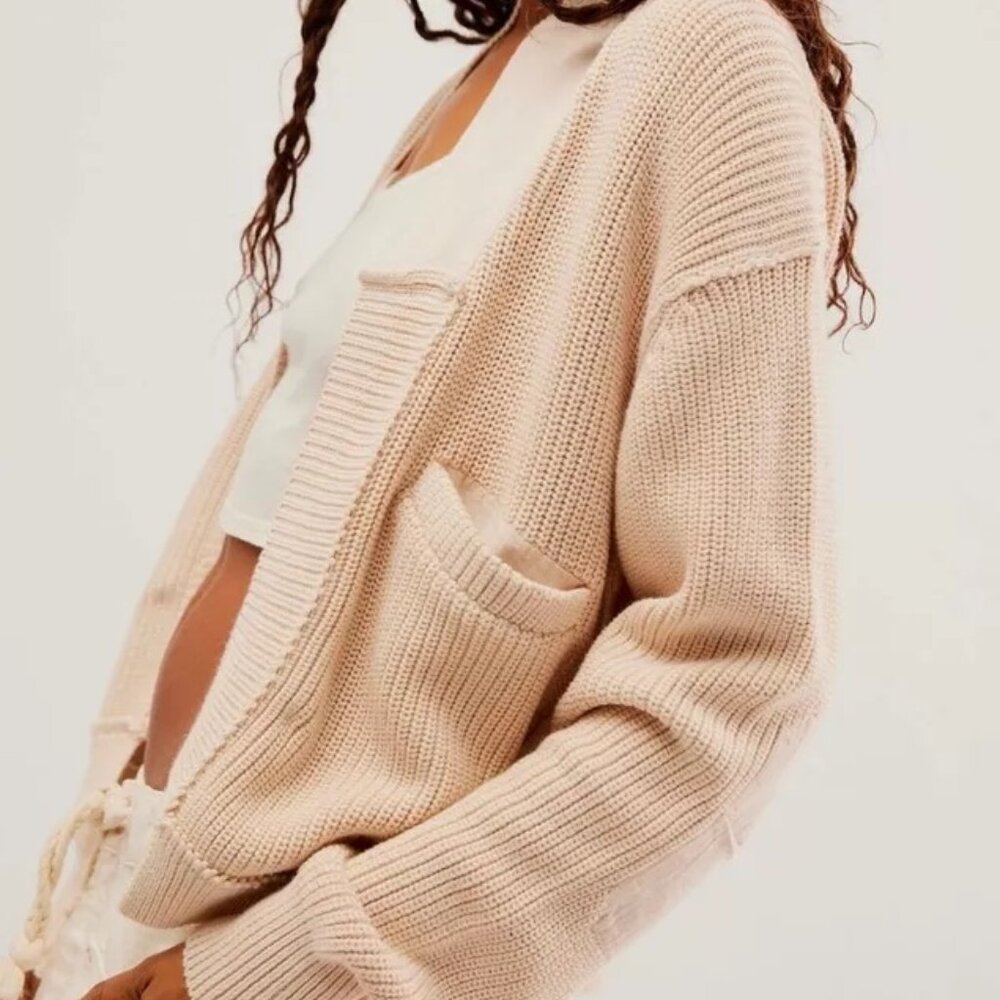 We the Free Worn Thru Surplus Cardi Blush Cream Cardigan L XL Free People 158